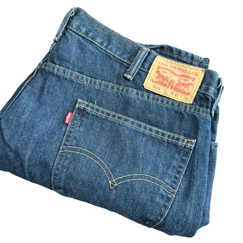 Levi Strauss Co‎ 559 Loose Fit Jeans Mens 42x30 Dark Wash Denim Pants